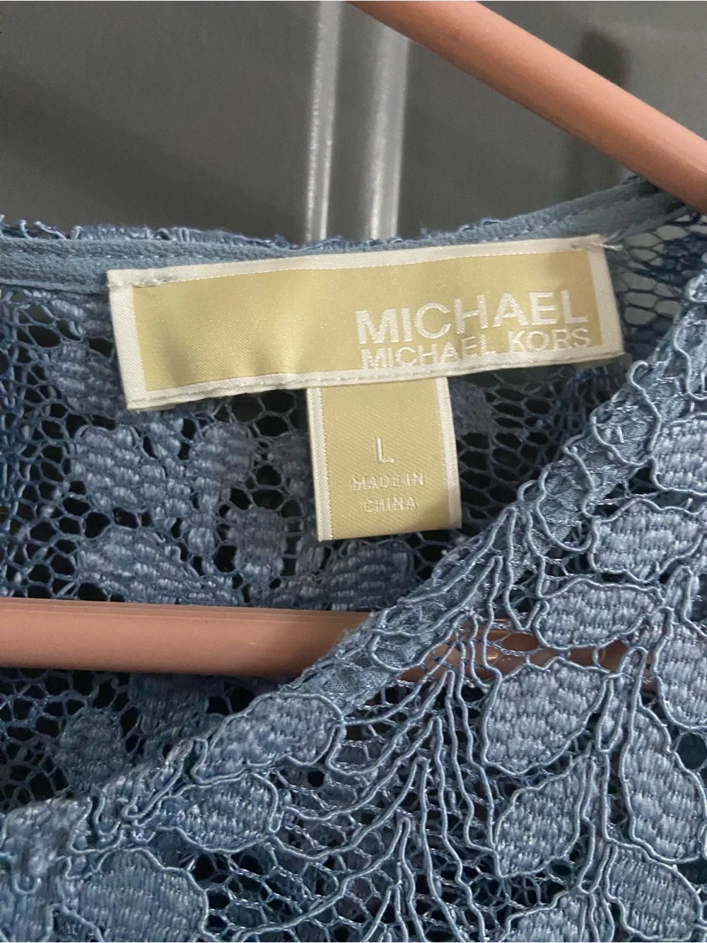 Michael Kors Light Blue Lace Bell-Sleeve Shift Dress - Picture 3 of 8